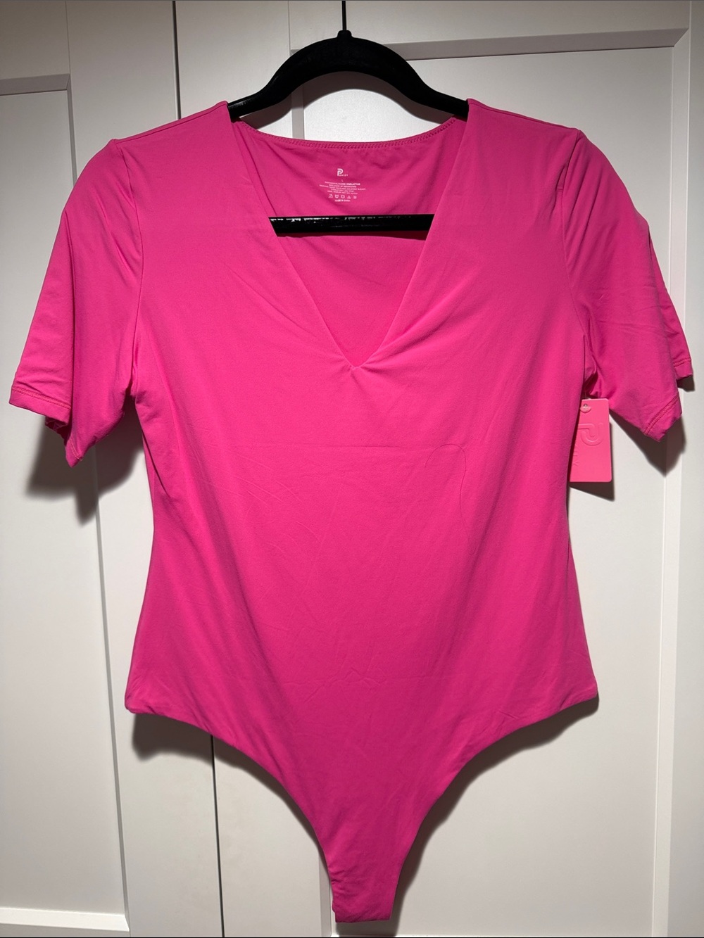 Pink V-Neck Short Sleeve Bodysuit